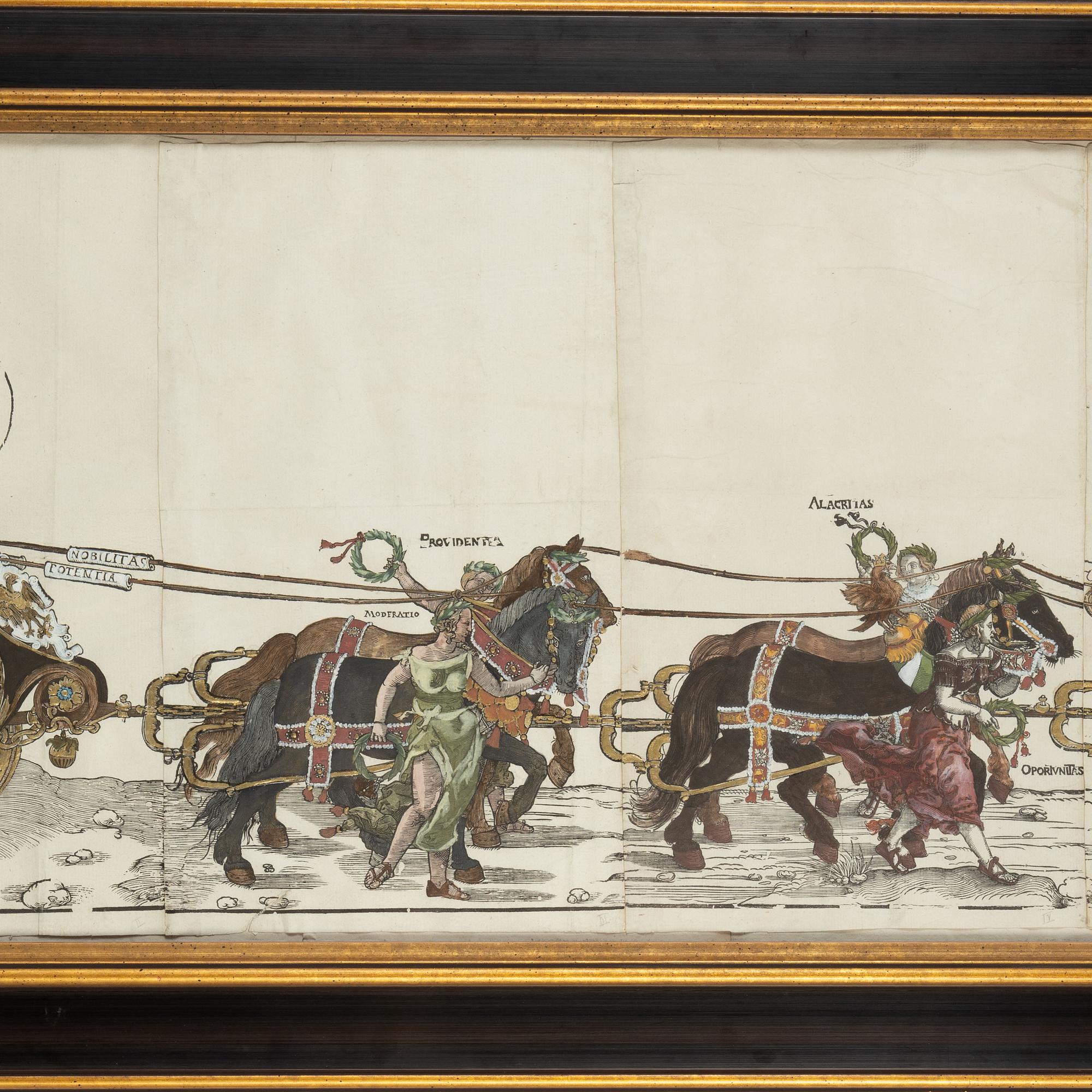 Albrecht Dürer, efter. Träsnitt, 1700/1800-tal med senare handkolorering.