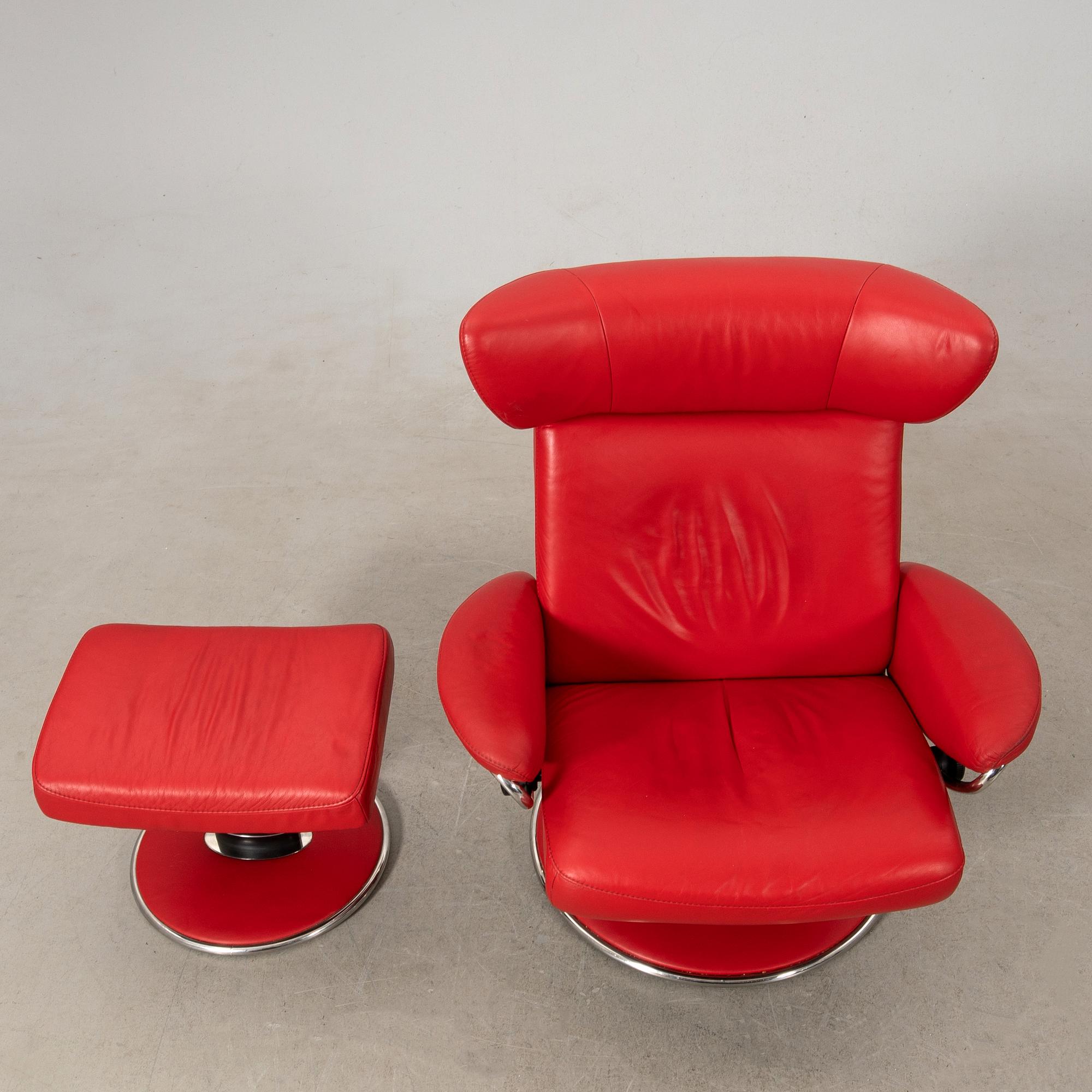 Fåtölj och fotpall "Stressless Jazz", Ekornes 2000-tal.