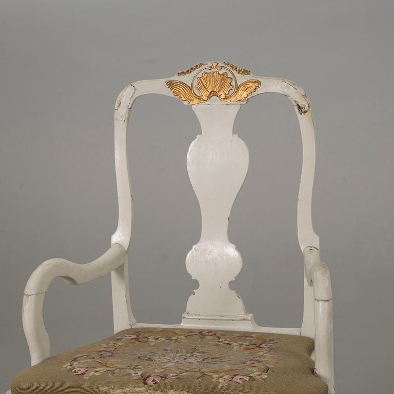 A Swedish rococo armchair mid 1700'.