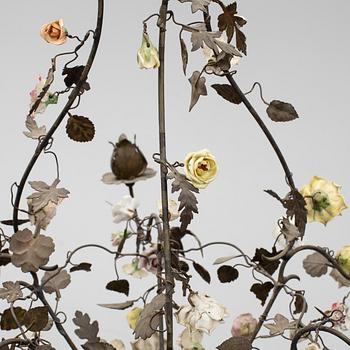 A 19th century metal and porcelain chandelier.