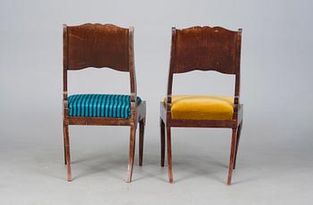 STOLAR, ett par, mahognyfaner, biedermeierstil, Ryssland sekelskiftet 1800/1900-tal.