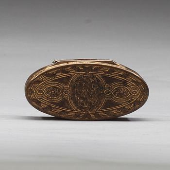 SNUSDOSA, gustaviansk, förgylld koppar, 1700-tal.