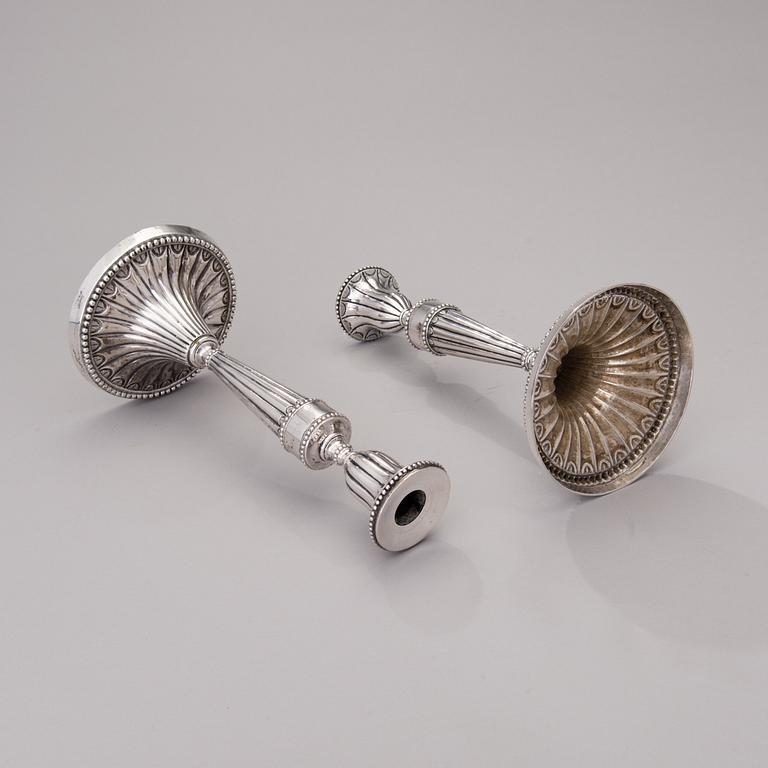 A PAIR OF CANDLESTICKS, silver, probably Naples, Italy, 1780-90s.