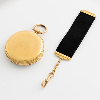 Pocket watches, 2 pcs, 14K/18K gold with Chatelaine.