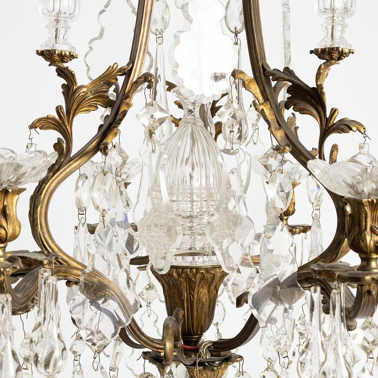 A six-branch rococ-style chandelier, first part 20th century.