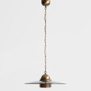 Jan-Eskil Eskilsson, ceiling lamp, smoke-coloured glass and brass, Belid, late 20th century.