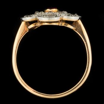 A ruby and rose-cut diamond ring. Made in Stockholm 1933.