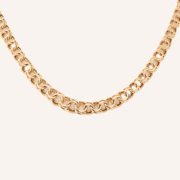 An 18K gold Bismarck-link necklace.