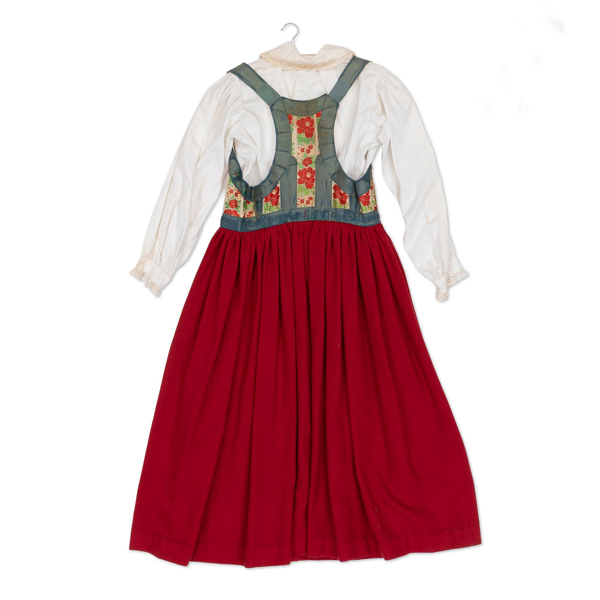 Folkdräkt, 6 delar, Ljunits härad, Södra Skåne, 1900-talets första hälft.
