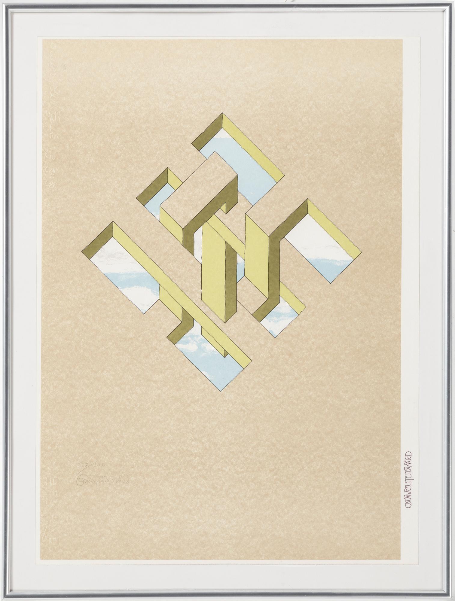 OSCAR REUTERSVÄRD, färglitografi, signerad Oscar Reuterswärd och numrerad 237/300 med blyerts.