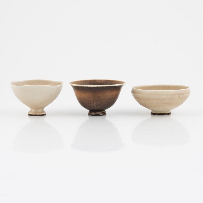 Berndt Friberg, three stoneware bowls, Gustavsberg Studio 1975.