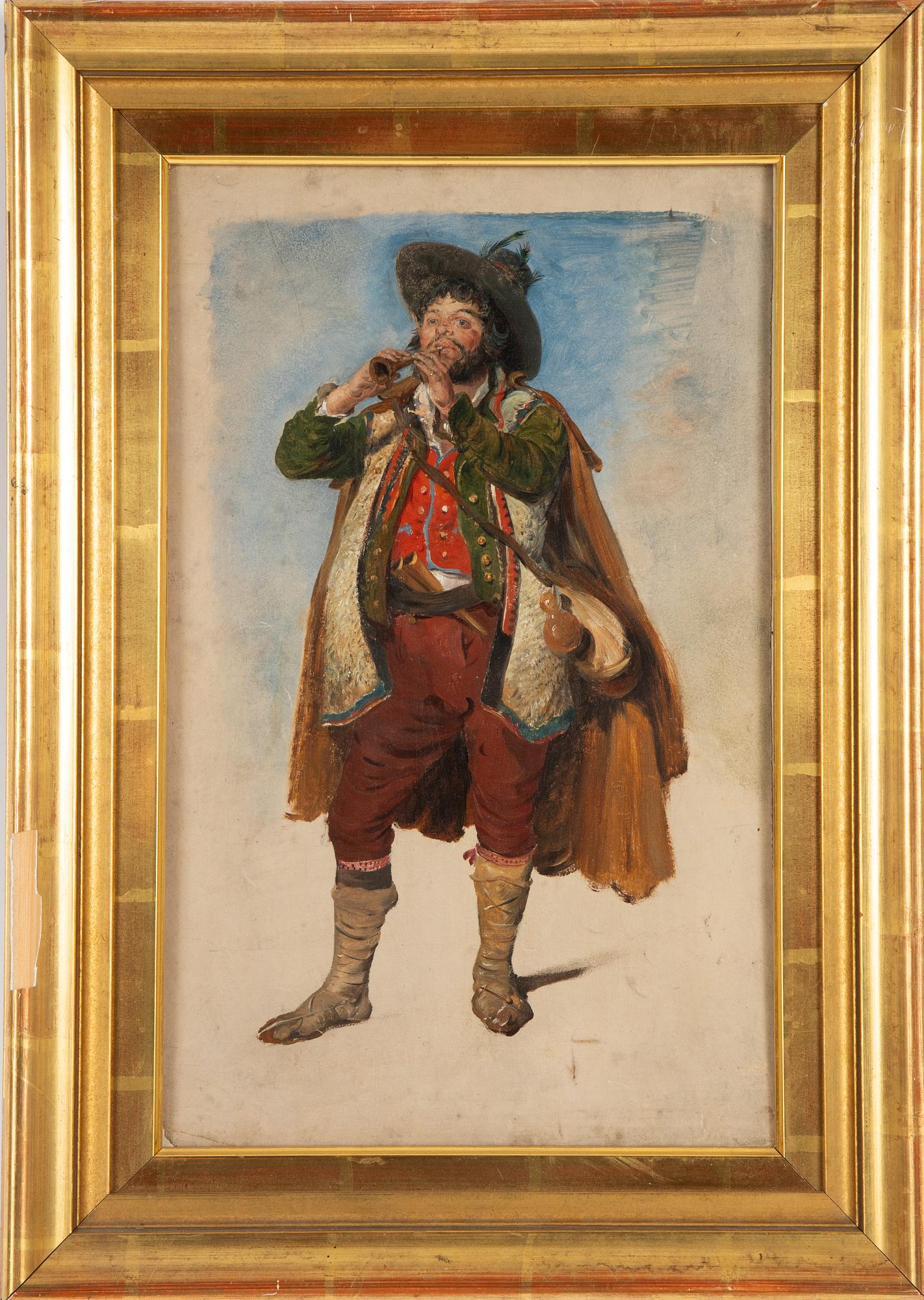 Okänd konstnär, 1800-tal, Italiensk man med flöjt.