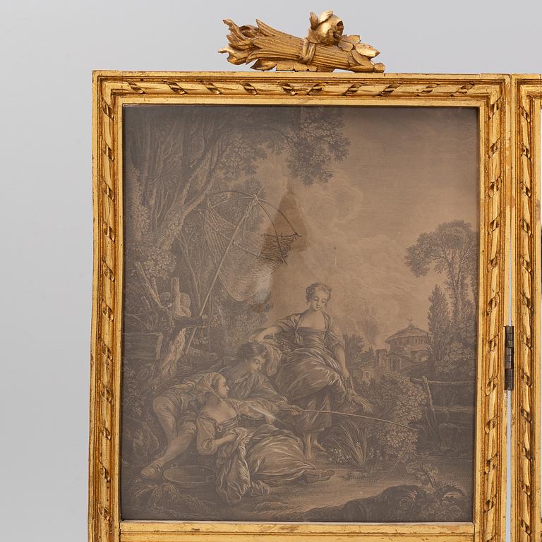 A gustavian style folding screen, first half of the 20th century.