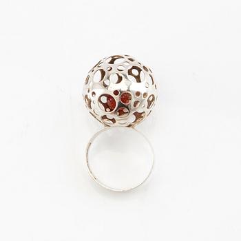 Liisa Vitali, ring and pendant "Leppäkerttu" silver, Westerback Helsinki 1974.