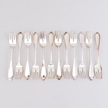 A 1920s 88-piece set of silver cutlery and 12 knife handles, Warsaw Poland.