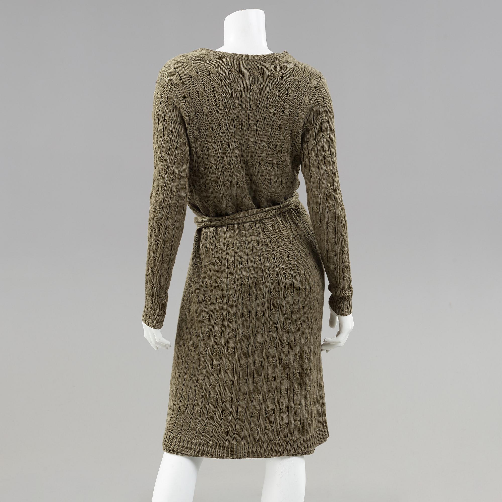 A knitten dress with long cardigan by Ralph Lauren.