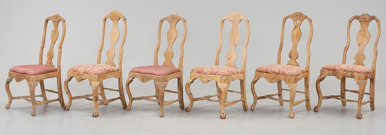 STOLAR, 6 st snarlika, senbarock, 1700-tal.