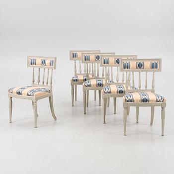 Chairs 5 pcs by Johan Hammarstöm, (master in Stockholm 1794-1812), late Gustavian.