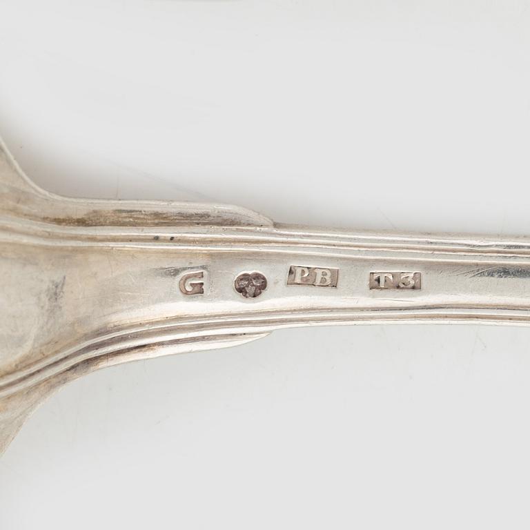 Silver cutlery service parts, 18 pieces, including Pehr Blommert, Gävle 1825.