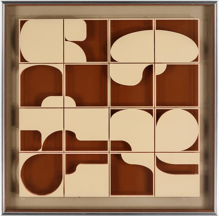 BECK & JUNG (HOLGER BÄCKSTRÖM & BO LJUNGBERG), screenprint på plexiglas, signerad och daterad 1975. Numrerad 6/14.