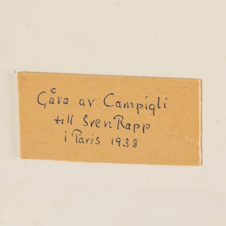 MASSIMO CAMPIGLI, blandteknik på papper, bär senare påförd signatur (okänd).