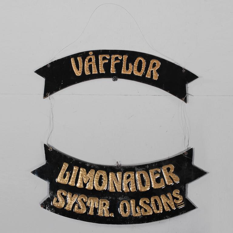 SKYLT, plåt, 1900-talets första hälft.