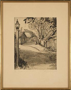 OLLE HJORTZBERG, etsningar, 3 st, sign, dat 1919 o numr.