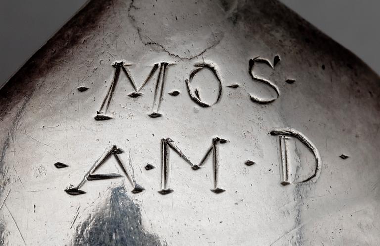 SUPSKED, silver, sannolikt David Richter dä, Stockholm 1630-1677. Vikt ca 45 g.