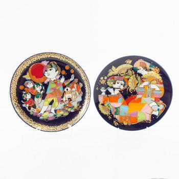 Björn Wiinblad, plates/wall plates 6+2 pcs "Aladdin and the Magic Lamp" Rosenthal Tsykland porcelain.