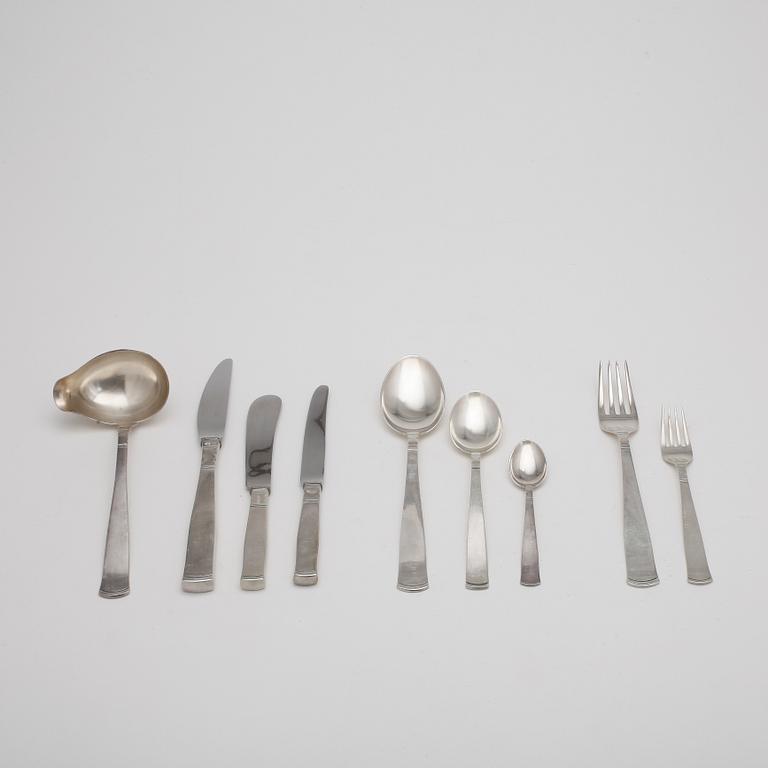 BESTICKSERVIS, silver, 89 delar, "Rosenholm", Jacob Ängman, GAB, Eskilstuna, bla 1974. Vikt ca 1638g.