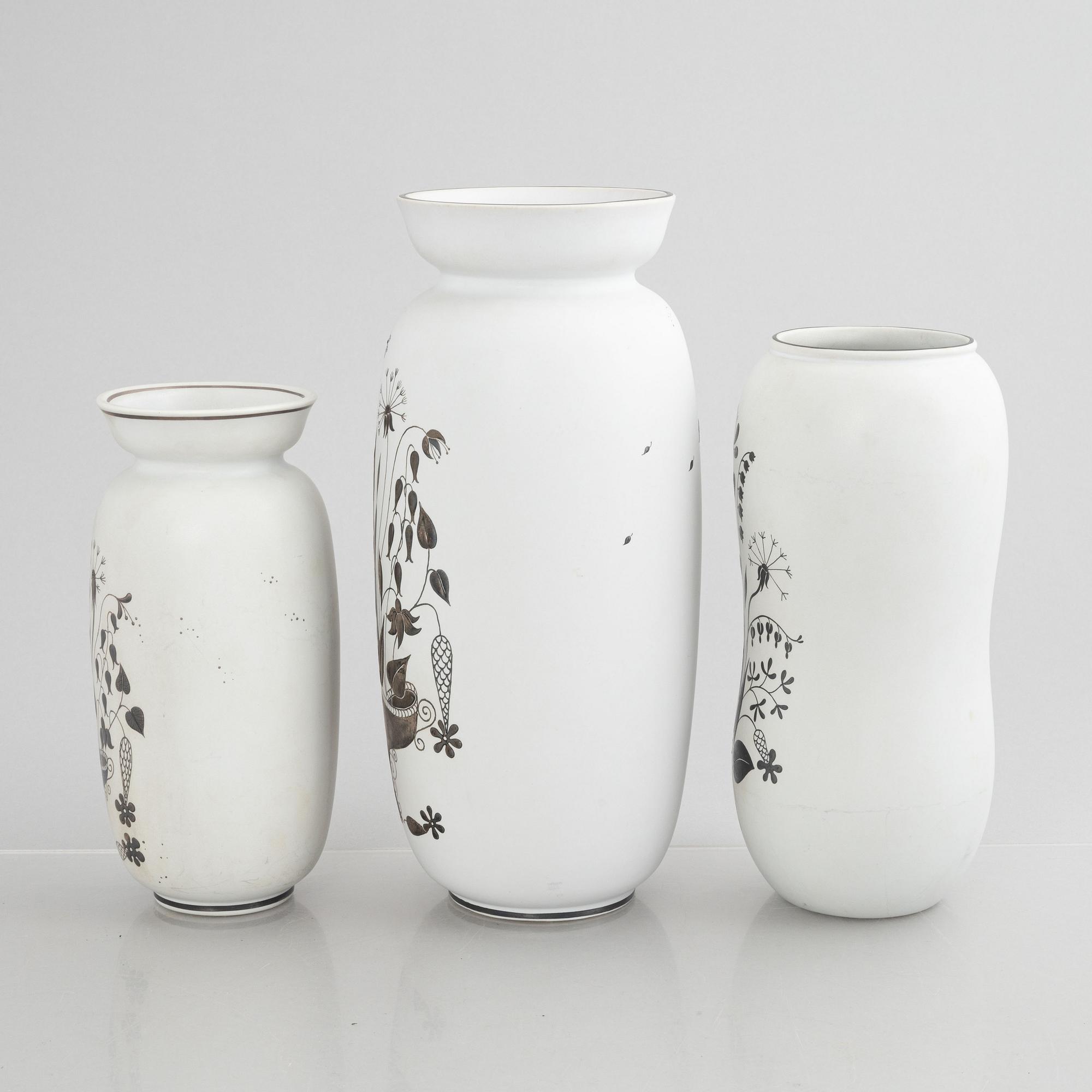 Stig Lindberg, a set of three "Grazia" vases, stoneware, Gustavsberg, 1946-69.