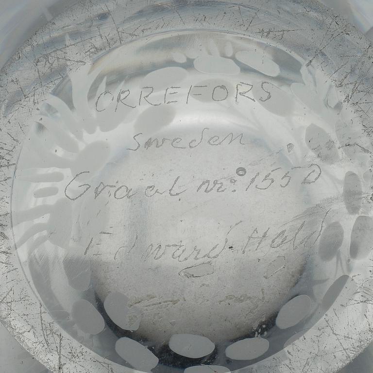 EDWARD HALD, VASE, glass, signed Orrefors Graal Nr 1550 Edward Hald.