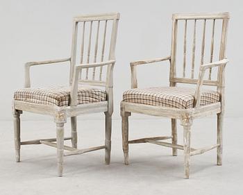KARMSTOLAR, ett par, sengustavianska, 1800-tal.