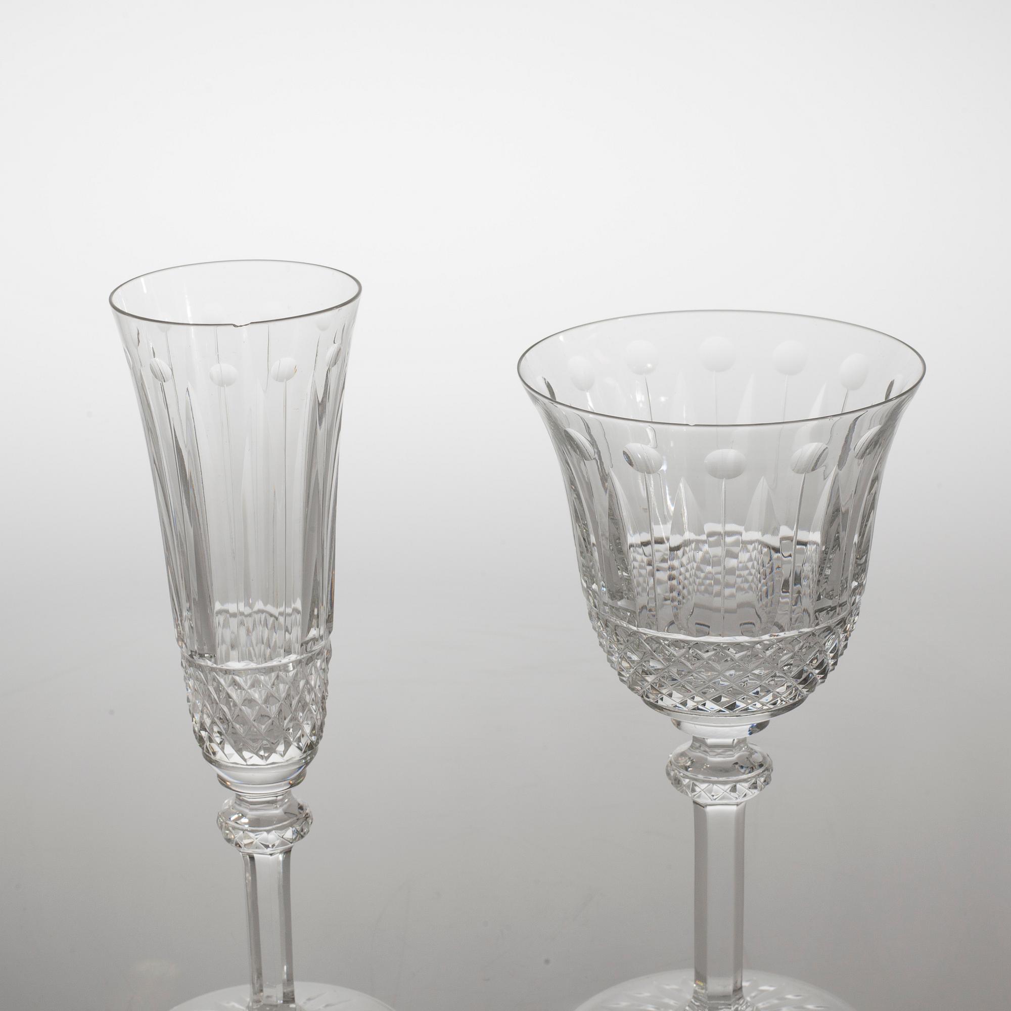 A glass tableware collection of 61 pcs, "Tommy" by Saint-Louis, France, late 20th century.