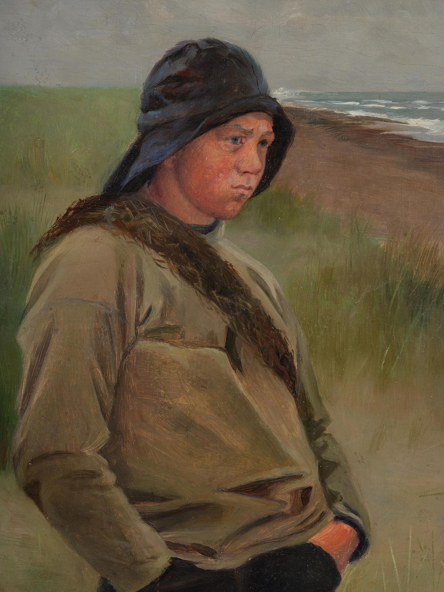 Hellewi Kullman, Ung fiskare vid stranden, Skagen.