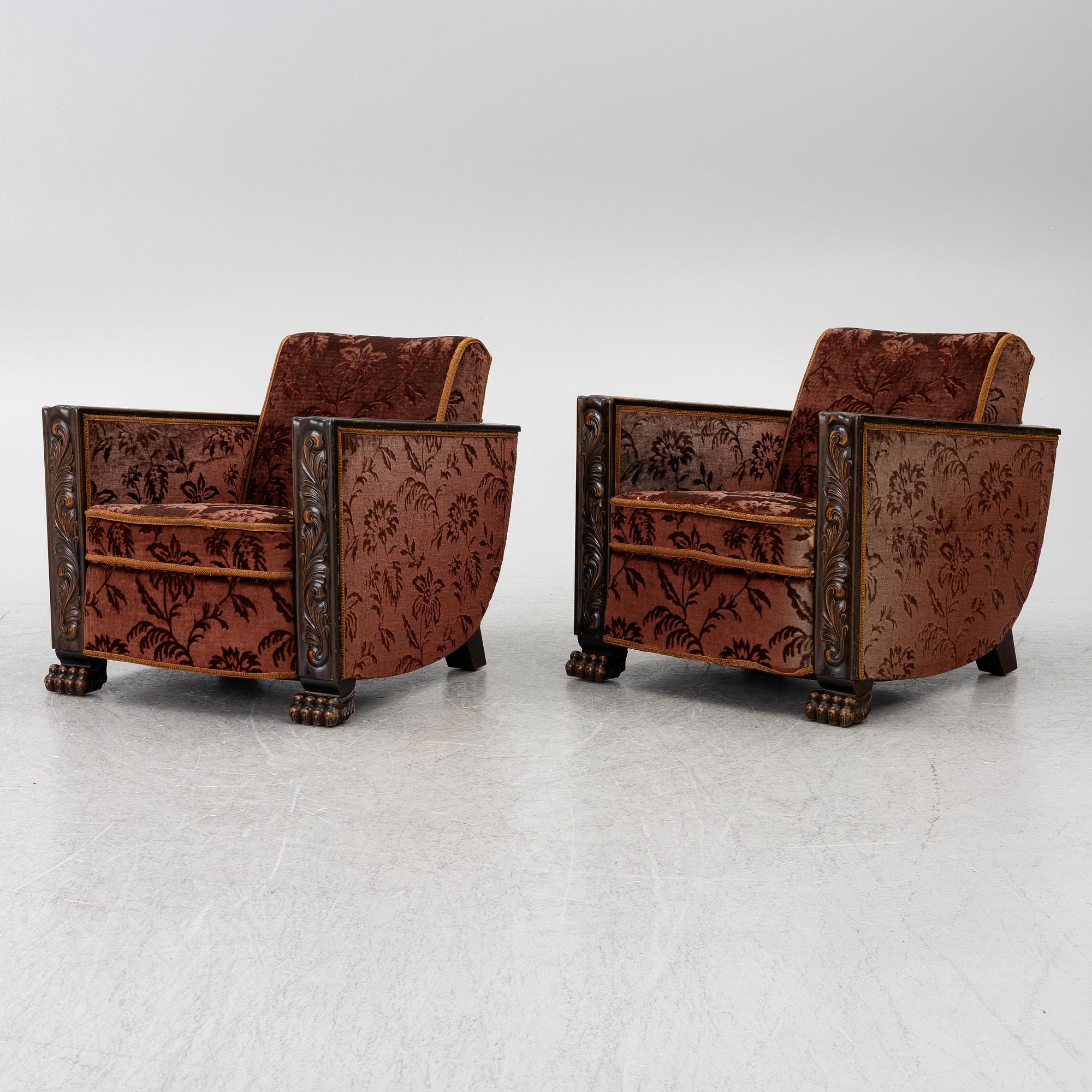 Armchairs, a pair, Swedish Grace, 1920s/30s.