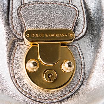 DOLCE & GABBANA Silver Leather Satchel Bag.