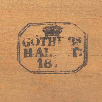 Drop-leaf table signed JA Åkerman's furniture factory Gothenburg Empire period 1810-20s.