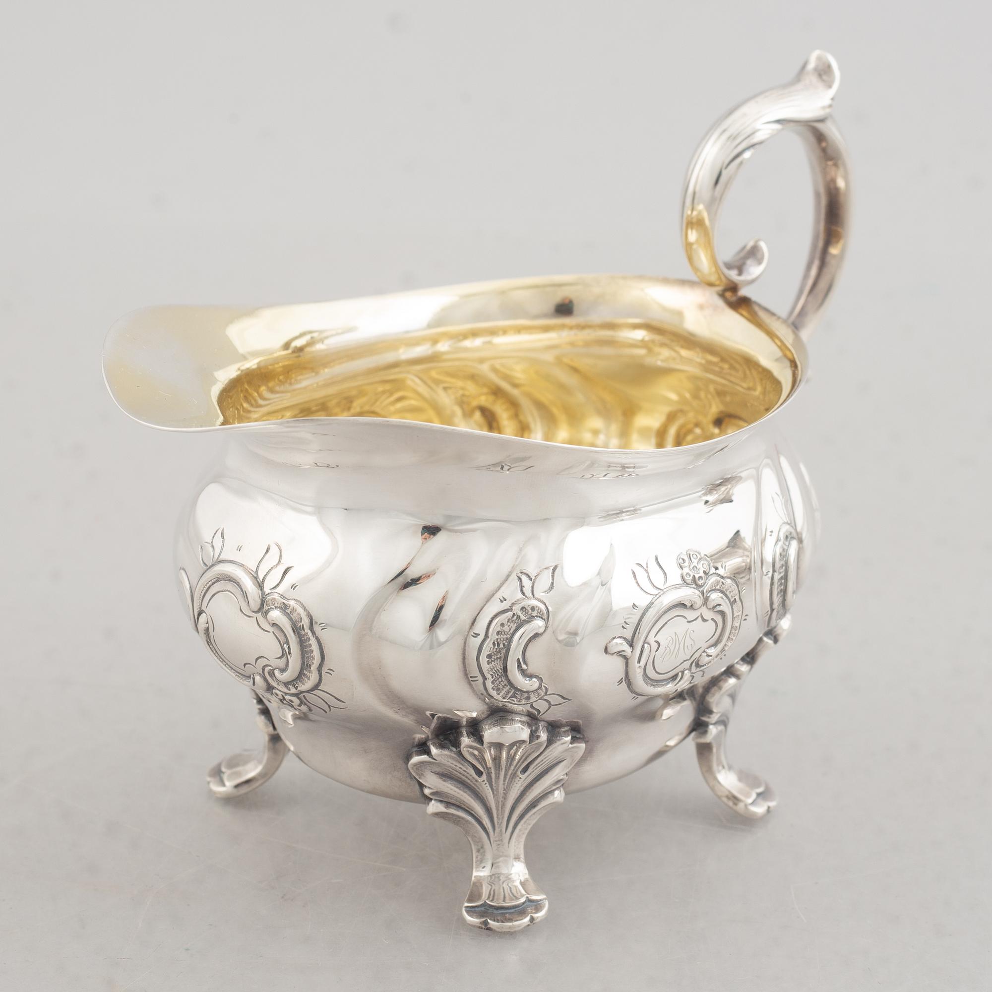 A Three Piece Silver Coffee Service, including mark of CG Hallberg, Stockholm 1961.
