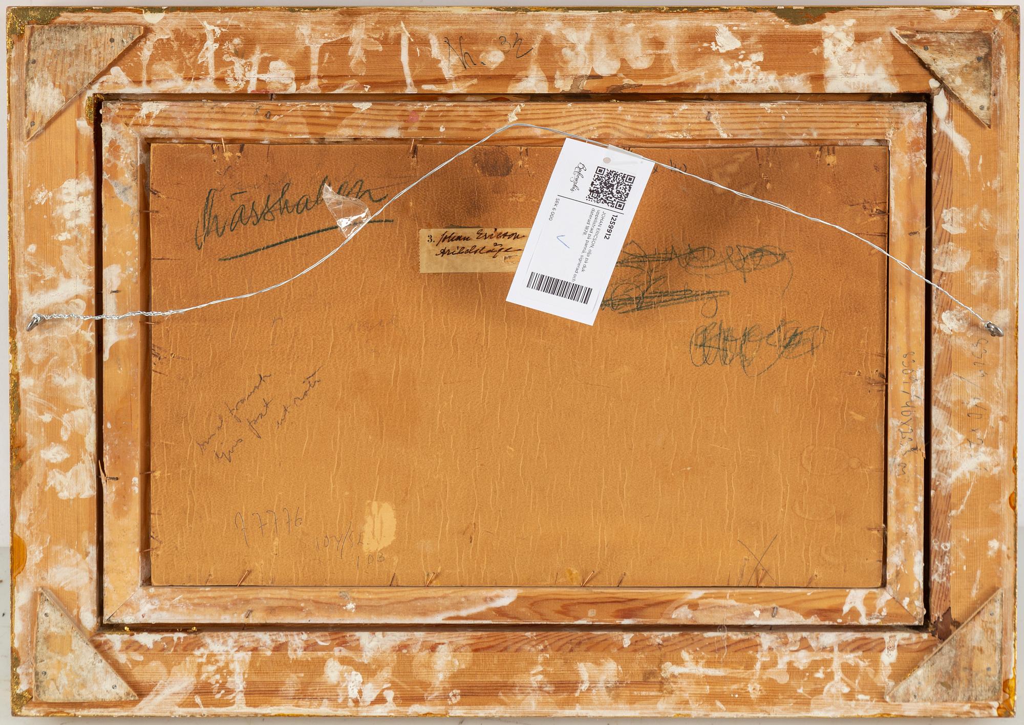 Johan Ericson, oil och canvas, laid on paper panel, signed and dated 1878.
