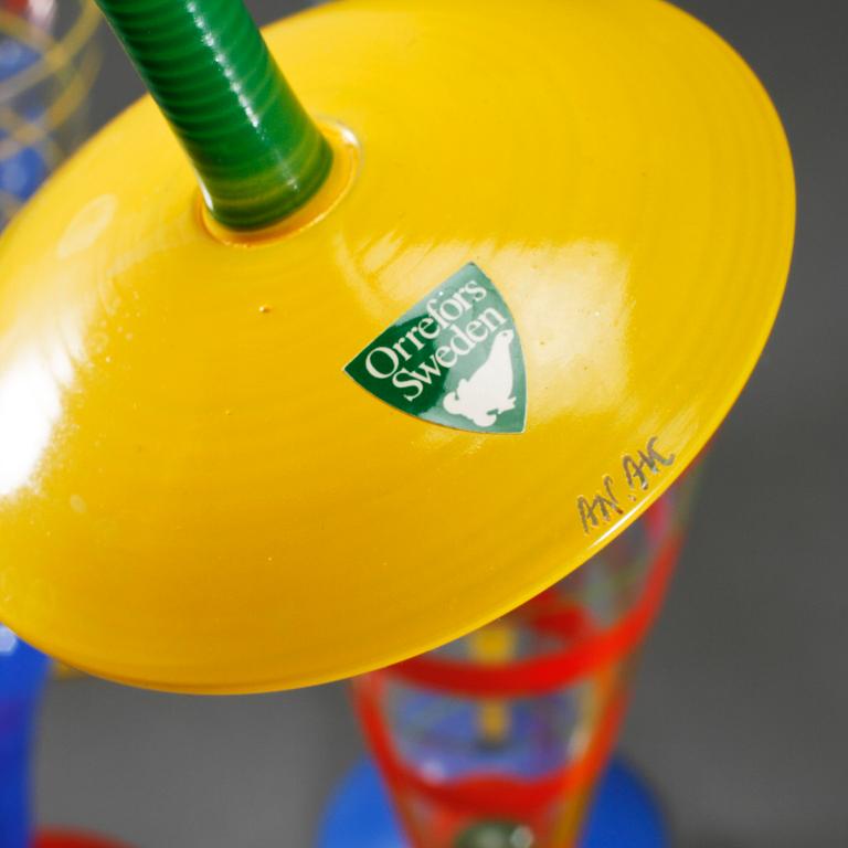 CHAMPAGNEGLAS, 10 st, "Clown", Anne Nilsson, Orrefors, 1900-talets slut.