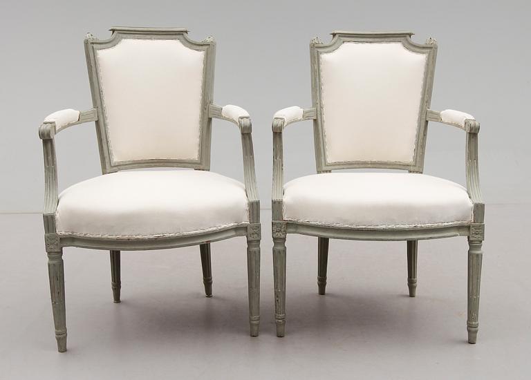 KARMSTOLAR, 1 par, gustavianska, Frankrike, 1700-talets slut.