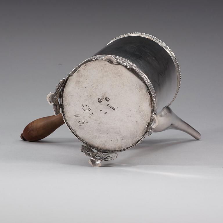 A Swedish 18th century silver coffee-pot, marks of Nils Tornberg, Linköping 1788.