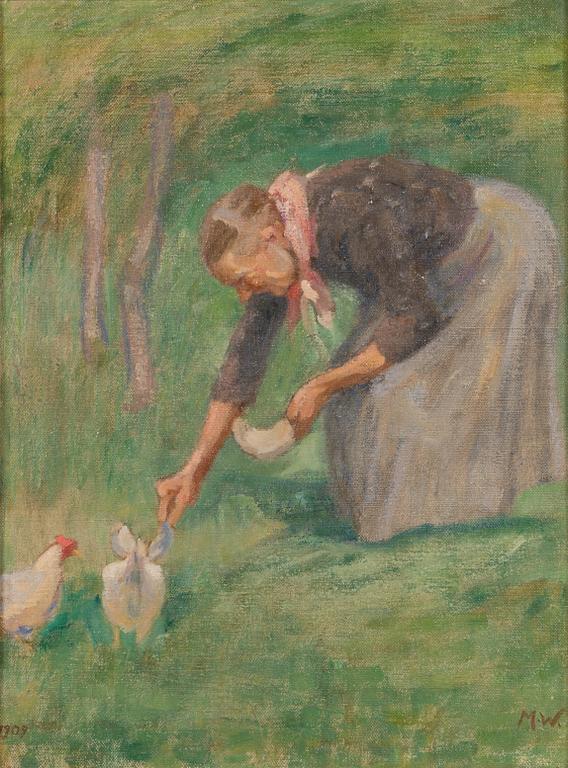 Maria Wiik, Feeding the hens.