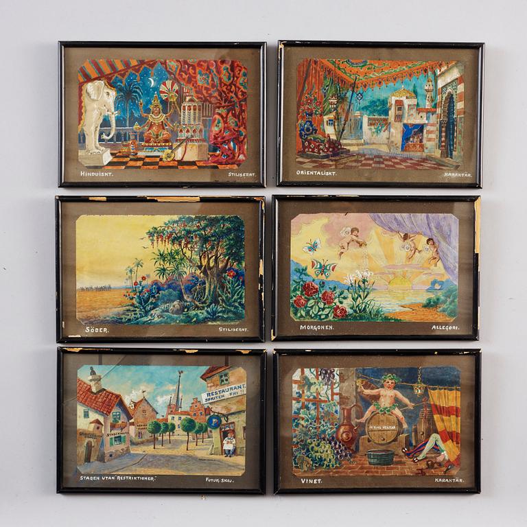 ENOCH RIGNÉR, tillskrivna, gouacher, 33 st, 1920-tal.