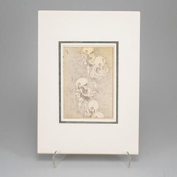 KATSUSHIKA HOKUSAI (1760–1849), after, a group of seven sheets/pages from album, Japan, 19th century.