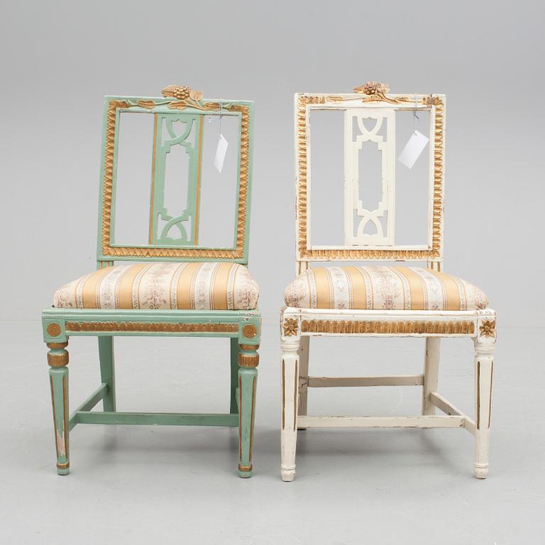 STOLAR, två st, sengustavianska, Lindome, omkring 1800.