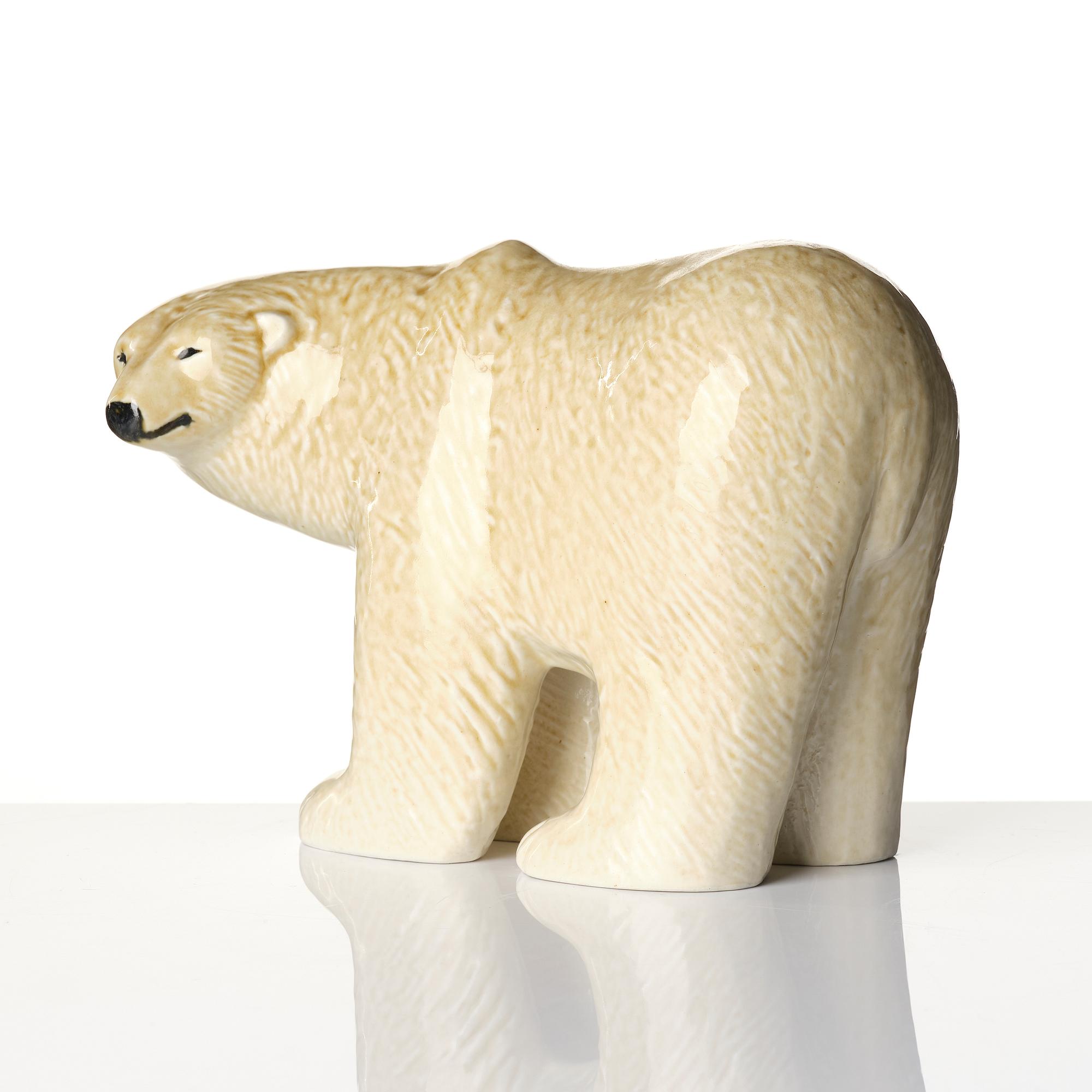 Lisa Larson, figurines 2 pcs, stoneware, polar bear from the Skansen series, and Pelle from Larson's children.