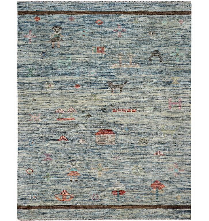 A rug, Persian Kilim, figural, c. 197 x 150 cm.