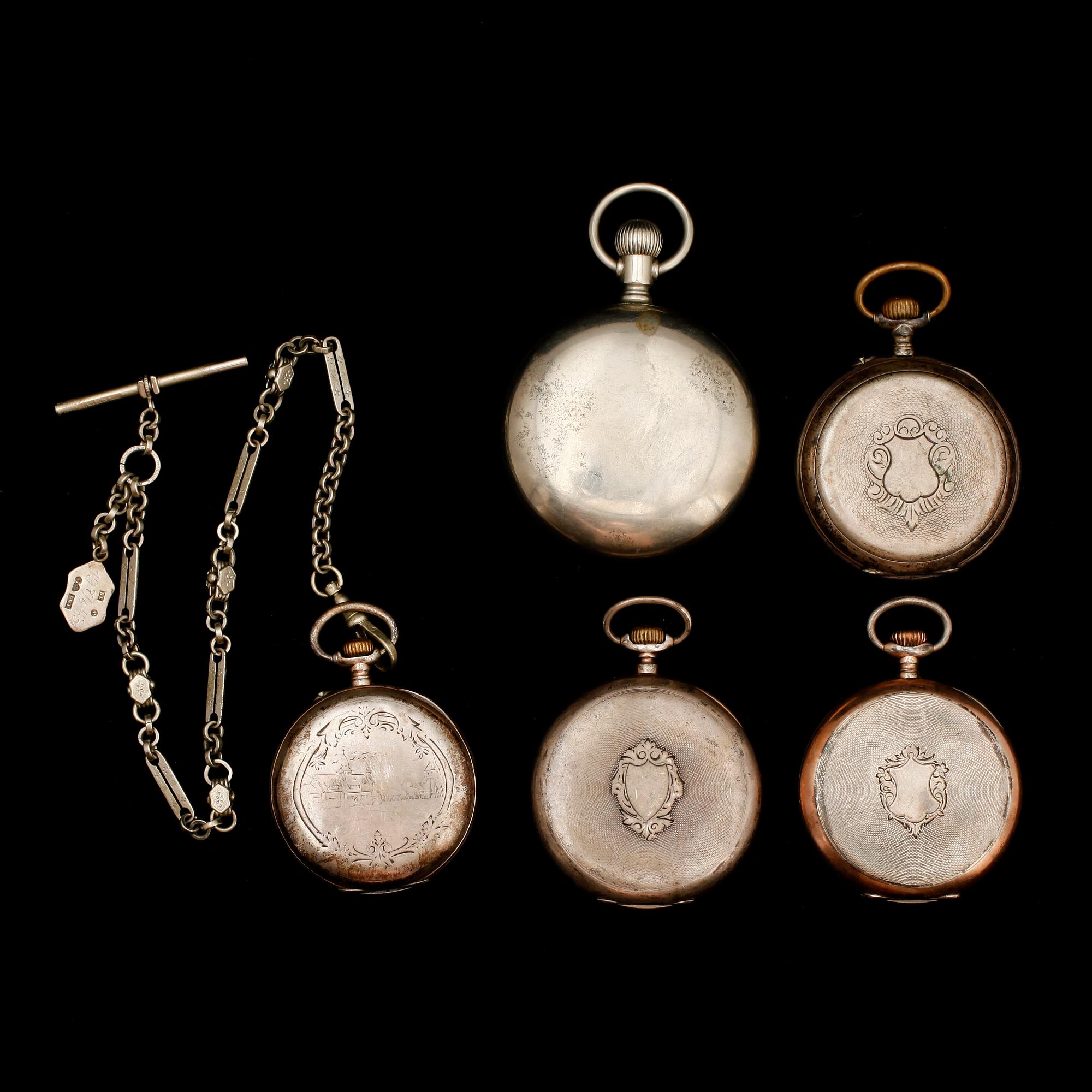 FICKUR, 5 st, (4 silver 1 nickel), sekelskiftet 1900.